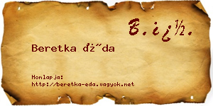 Beretka Éda névjegykártya